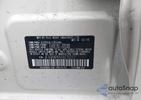 2016 Subaru Impreza 2.0I Sport Premium z USA, uszkodzony, nr VIN JF1GPAP65G9270217